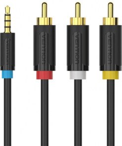 VENTION 3.5MM TO 3RCA AV CABLE 2M BLACKb