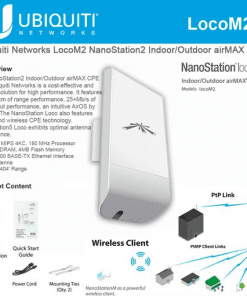 Ubiquiti NanoStation locoM2 2.4GHz IndoorOutdoor airMax 8dBi CPE 1